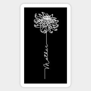 Mothers Day Chrysanthemum Flower - Mother Simple Line Art Magnet